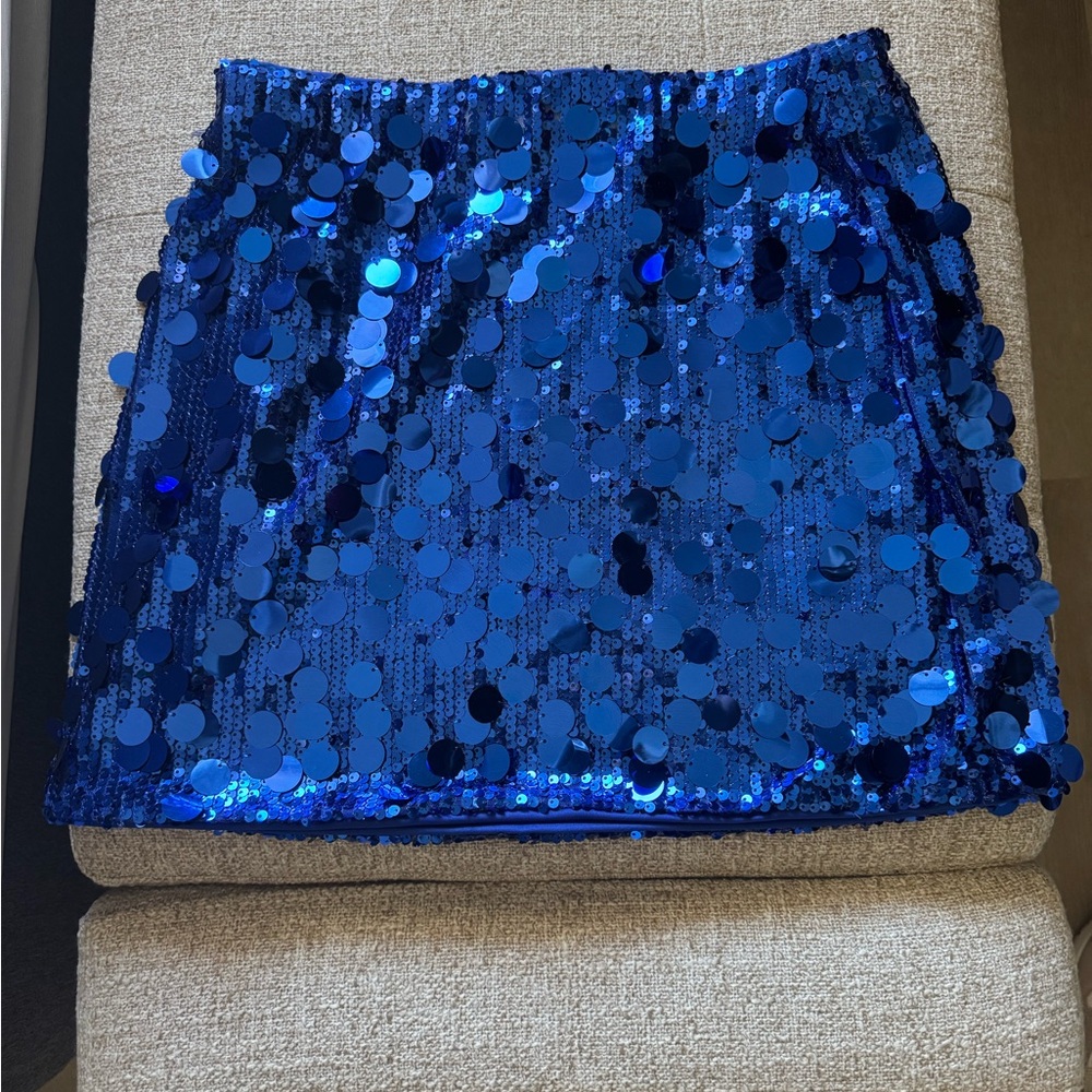Blue Sequin Mini Skirt
